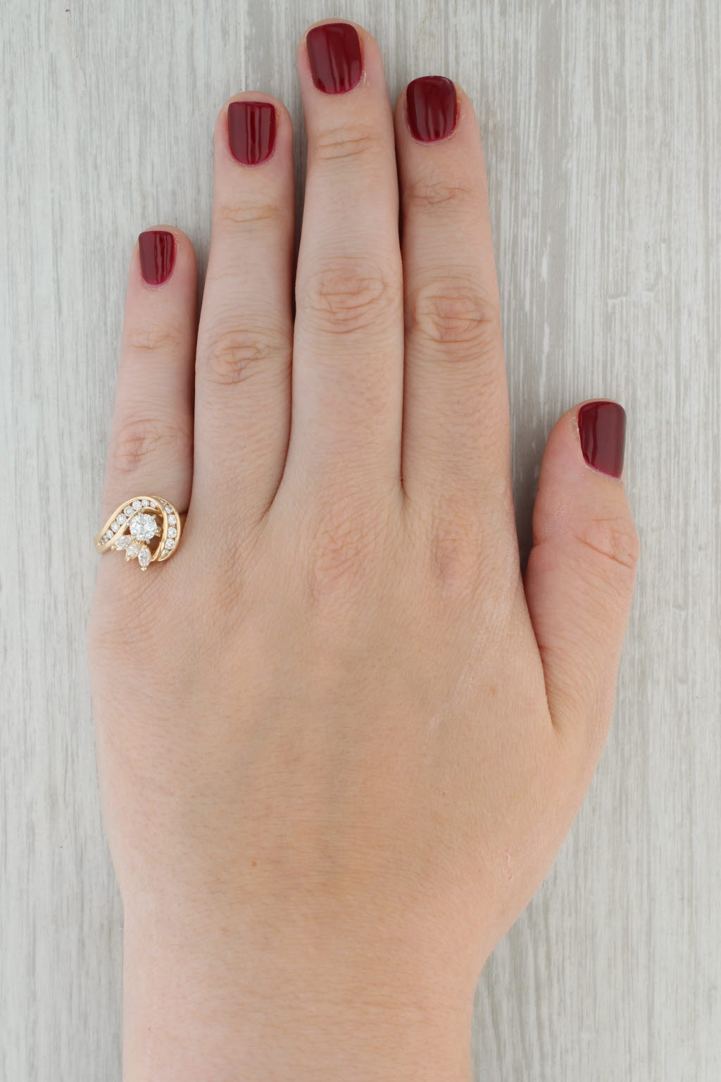 Dark Gray 1.05ctw VS2 Diamond Engagement Ring 14k Gold Round Elegant Abstract Size 6.75