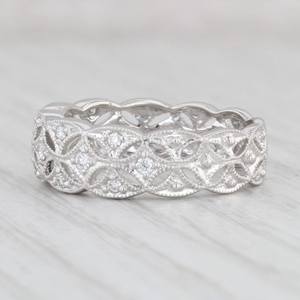 Light Gray New 0.16ctw Diamond Eternity Ring 900 Platinum Sz 6.5 Stackable Band Anniversary