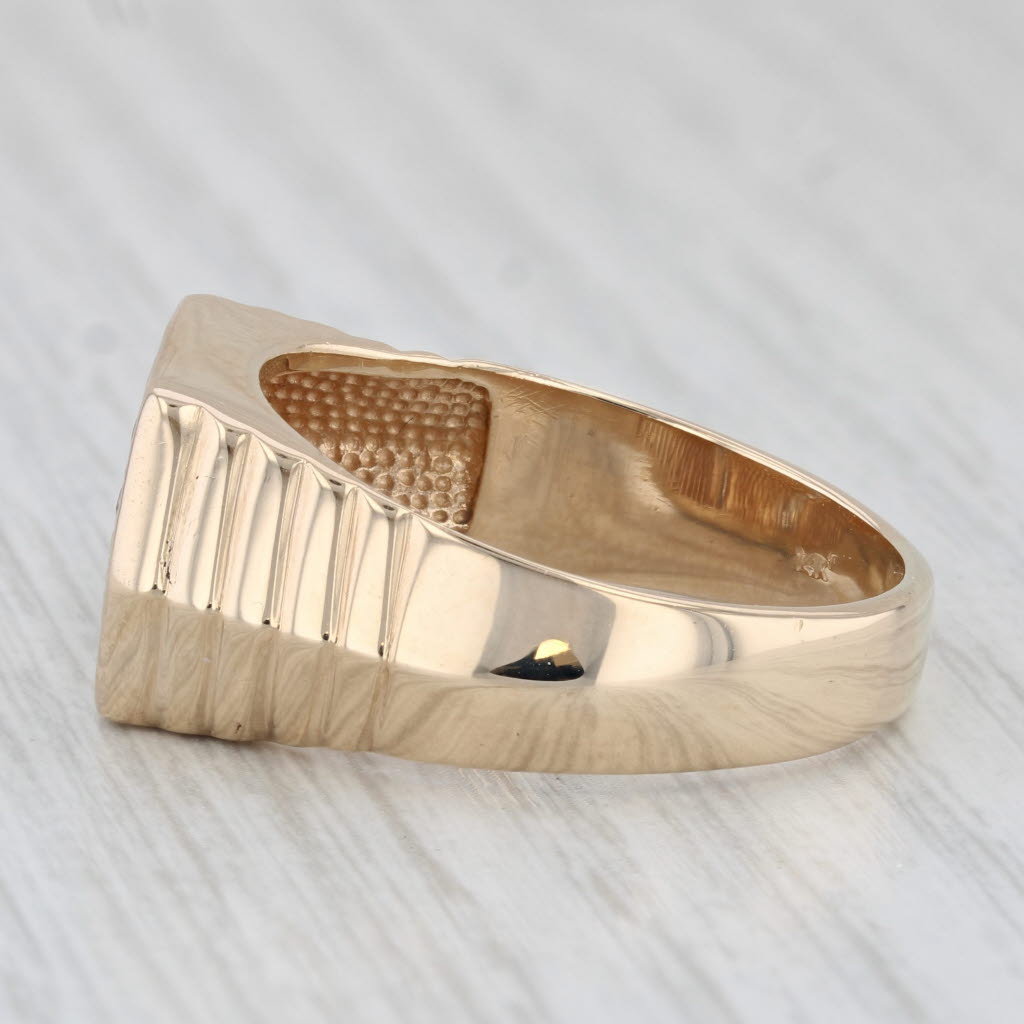 Light Gray 0.22ctw Diamond Men's Ring 14k Yellow Gold Engravable Signet Size 12.75