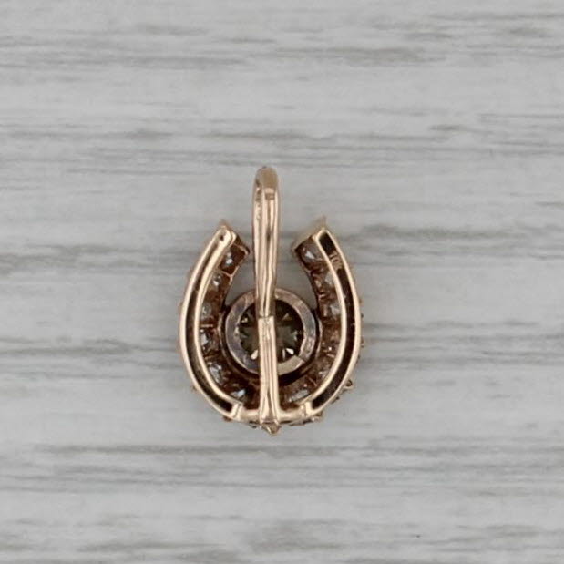Antique 0.85ctw Horseshoe Pendant 10k Yellow Gold Stickpin Conversion