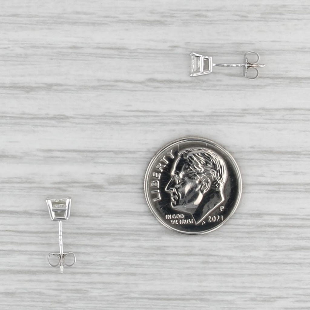 0.55ctw Diamond Princess Stud Earrings 14k White Gold Solitaire Studs