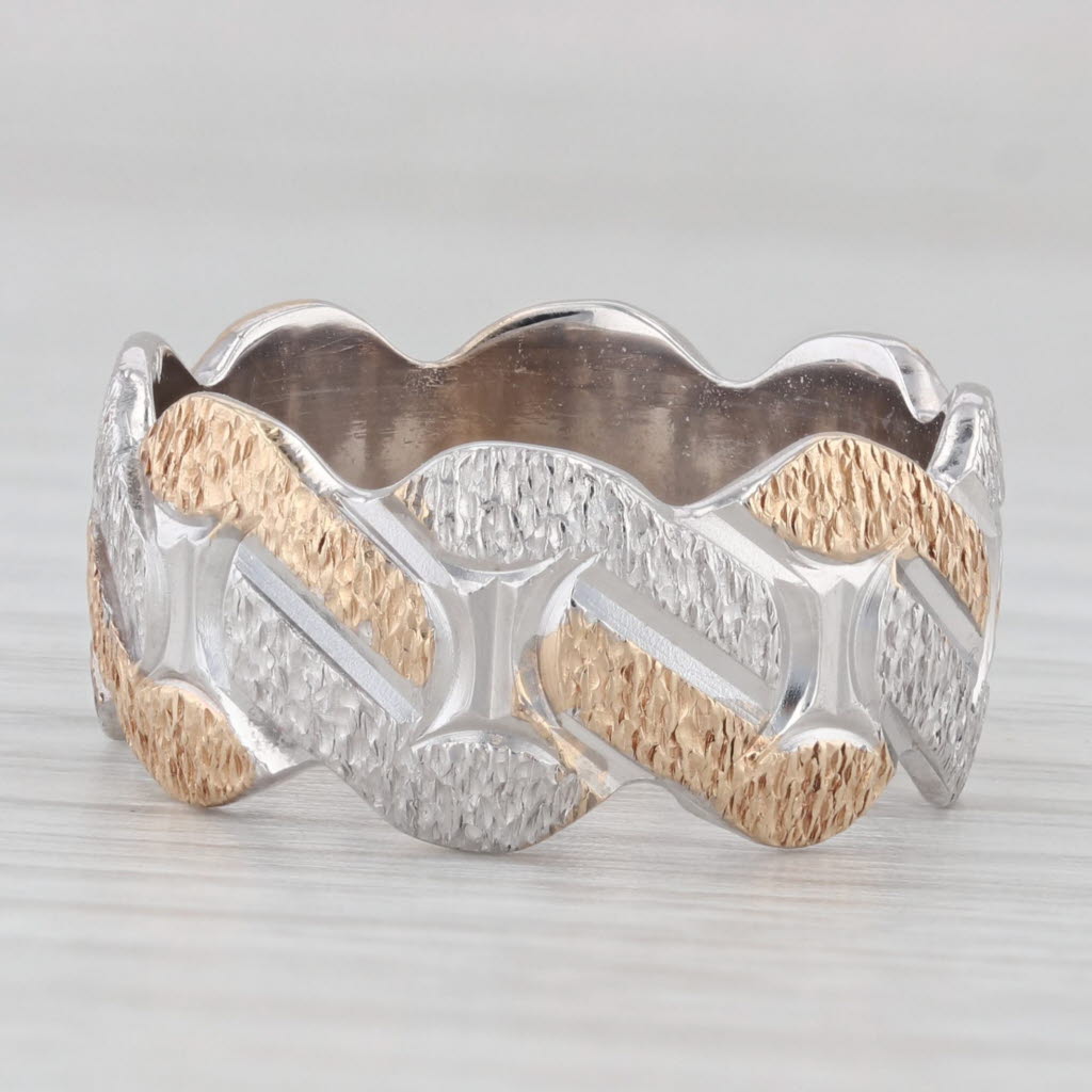 Light Gray 2-toned Knotwork Ring 14k Yellow White Gold Size 8.25 Band