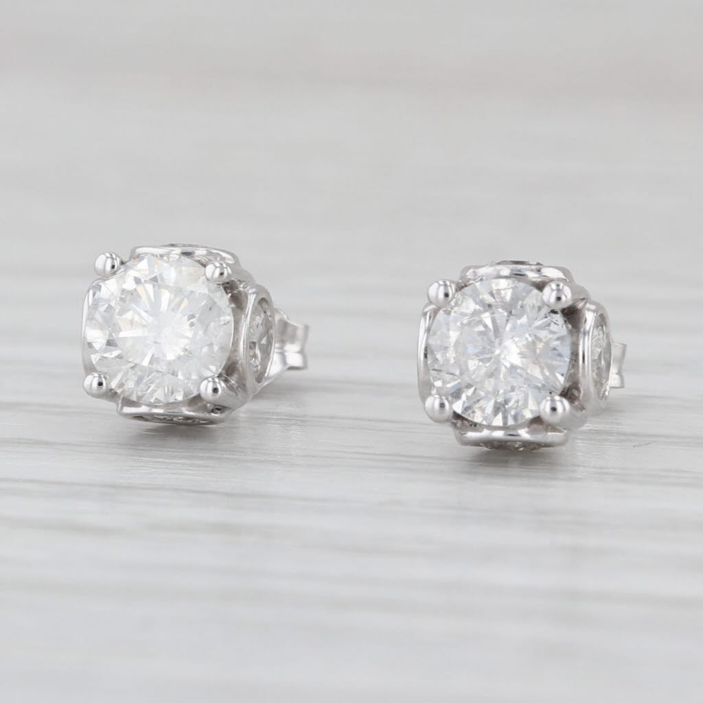 1.80ctw Diamond Stud Earrings 14k White Gold Studs