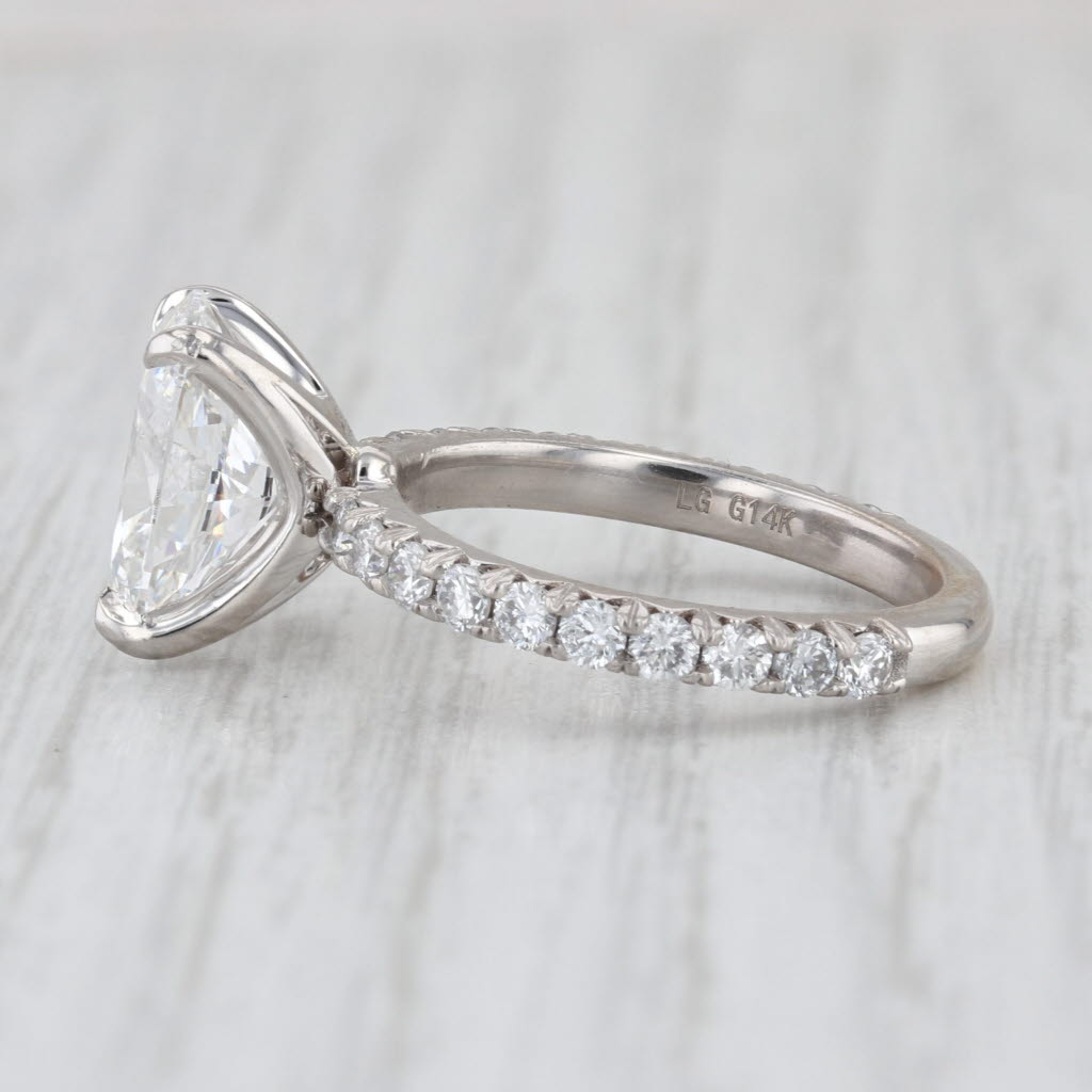 New IGI 3.75ctw Oval Lab Grown Diamond Engagement Ring 14k White Gold Size 6.5