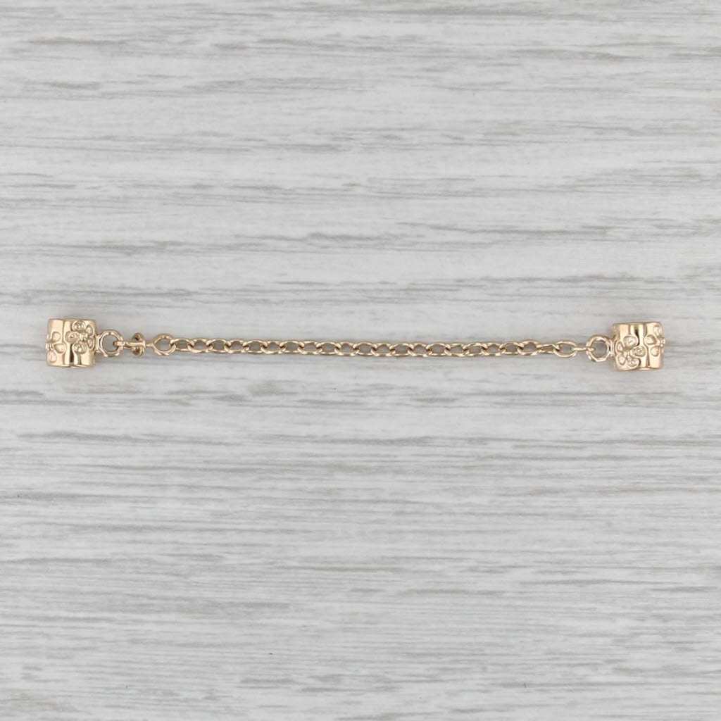 Authentic Pandora Gold Flower Safety Chain 750312-05 14k Floral Charm