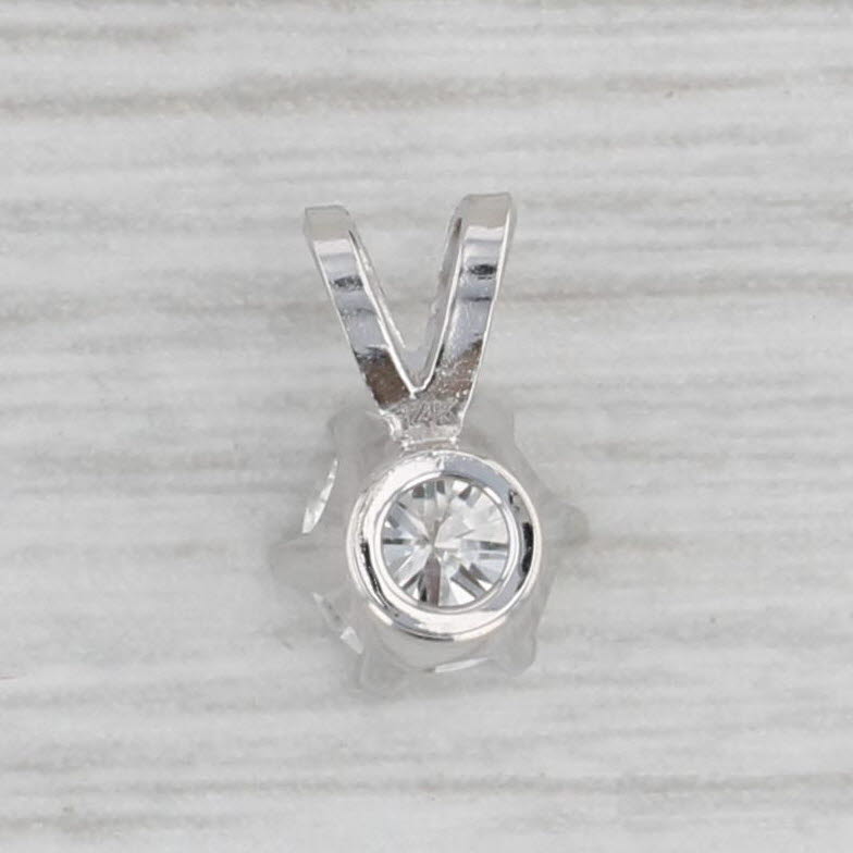 Gray 0.40ct Round Diamond Solitaire Pendant 14k White Gold Small Drop