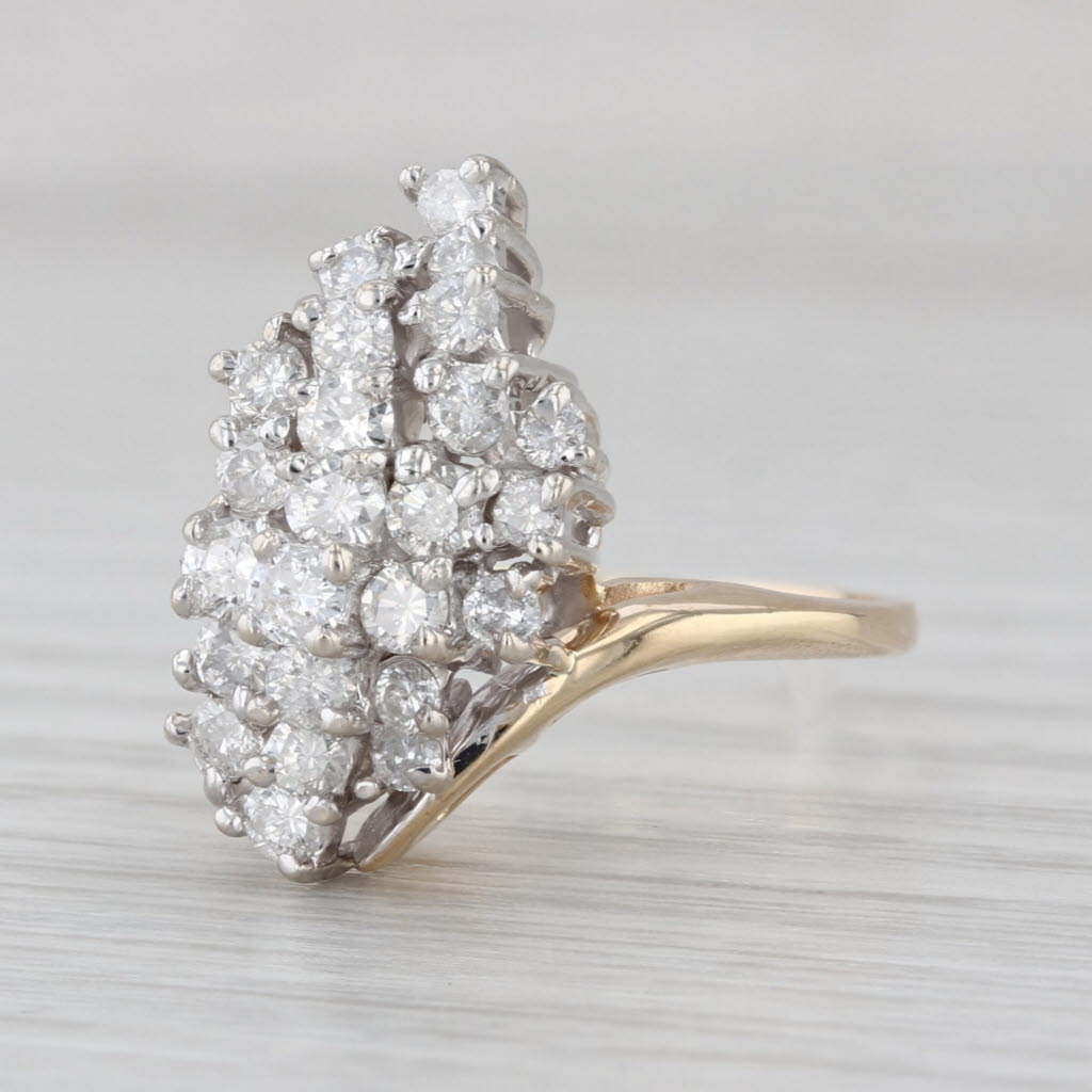 0.78ctw Diamond Cluster Ring 14k Yellow White Gold Cocktail