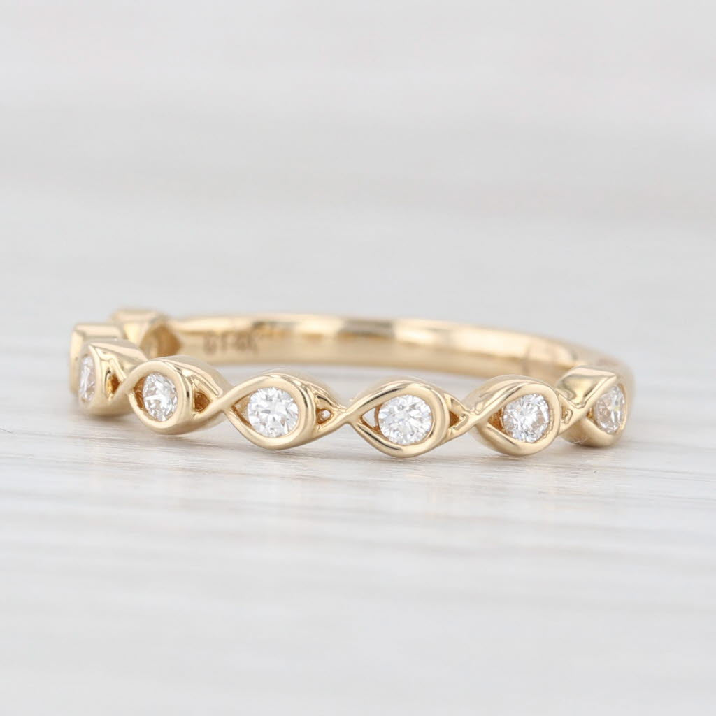Light Gray New 0.21ctw Diamond Wedding Band 14k Yellow Gold Stackable Anniversary Ring 6.5