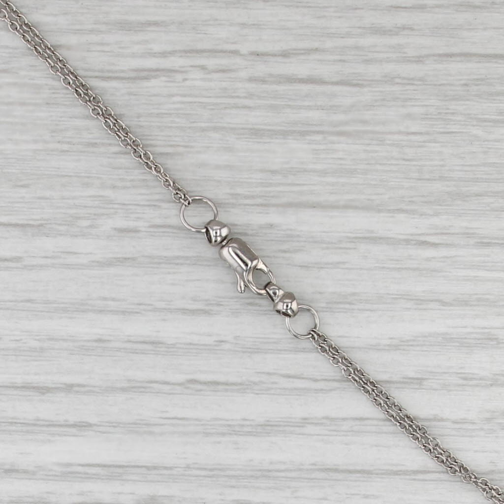 1.02ctw Diamond Pendant Station Necklace 14k White Gold 24.5" Double Cable Chain