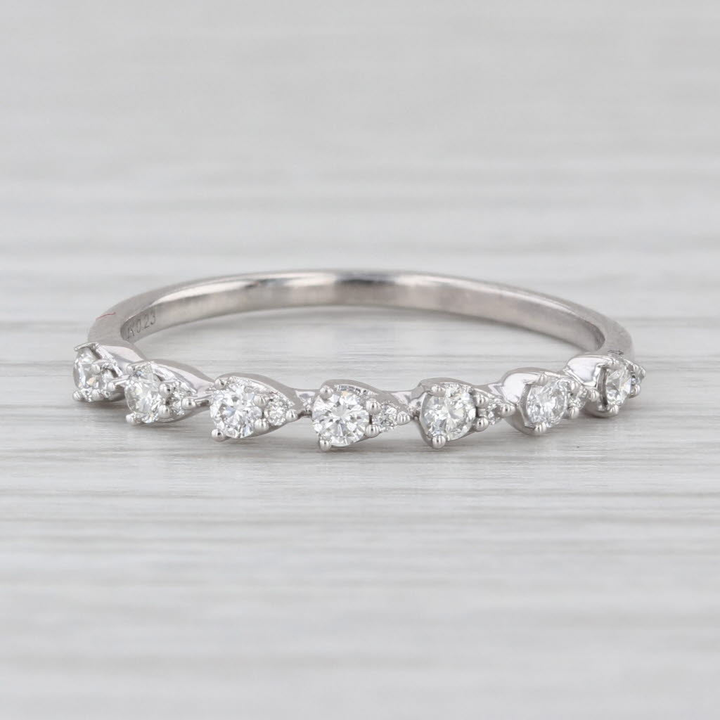 0.23ctw Diamond Wedding Band 14k White Gold Size 7.25 Stackable Anniversary Ring