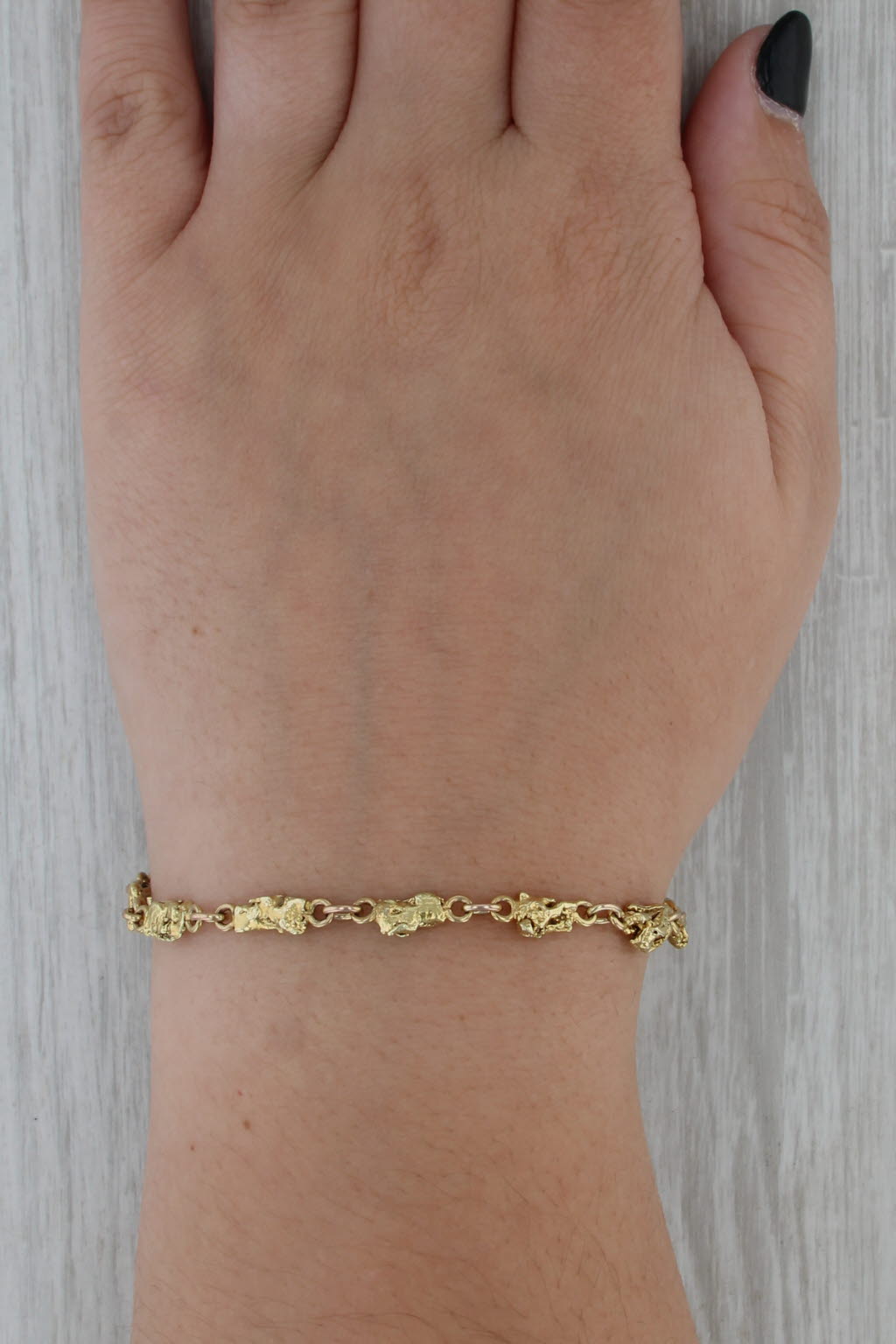 7" Nugget Cable Chain Bracelet 14k -20k Yellow Gold