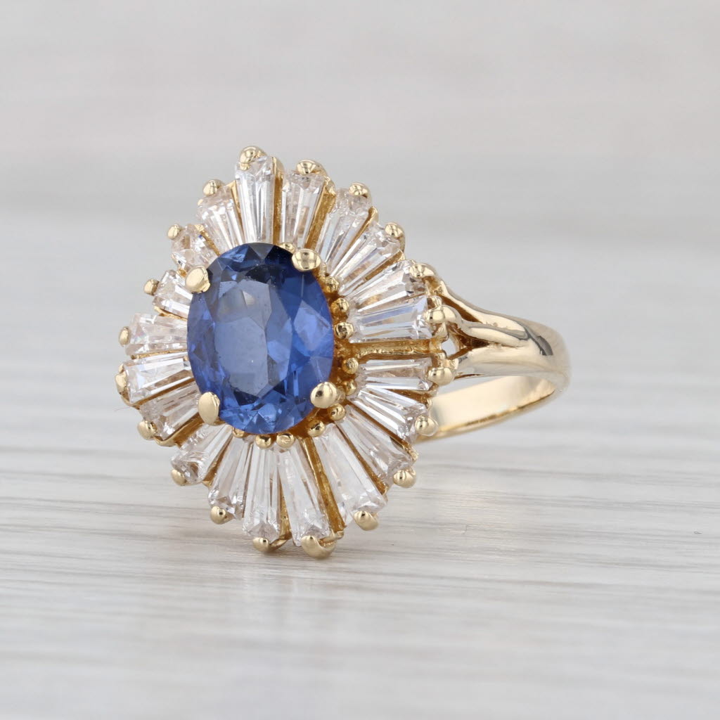 3.18ctw Lab Created Blue Sapphire Cubic Zirconia Ring 14k Yellow Gold Size 7.25