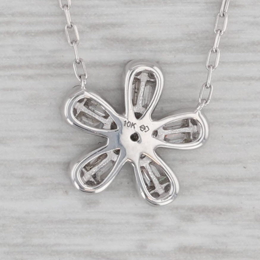 Gray New 0.25ctw Diamond Flower Pendant Necklace 10k White Gold Adjustable Chain
