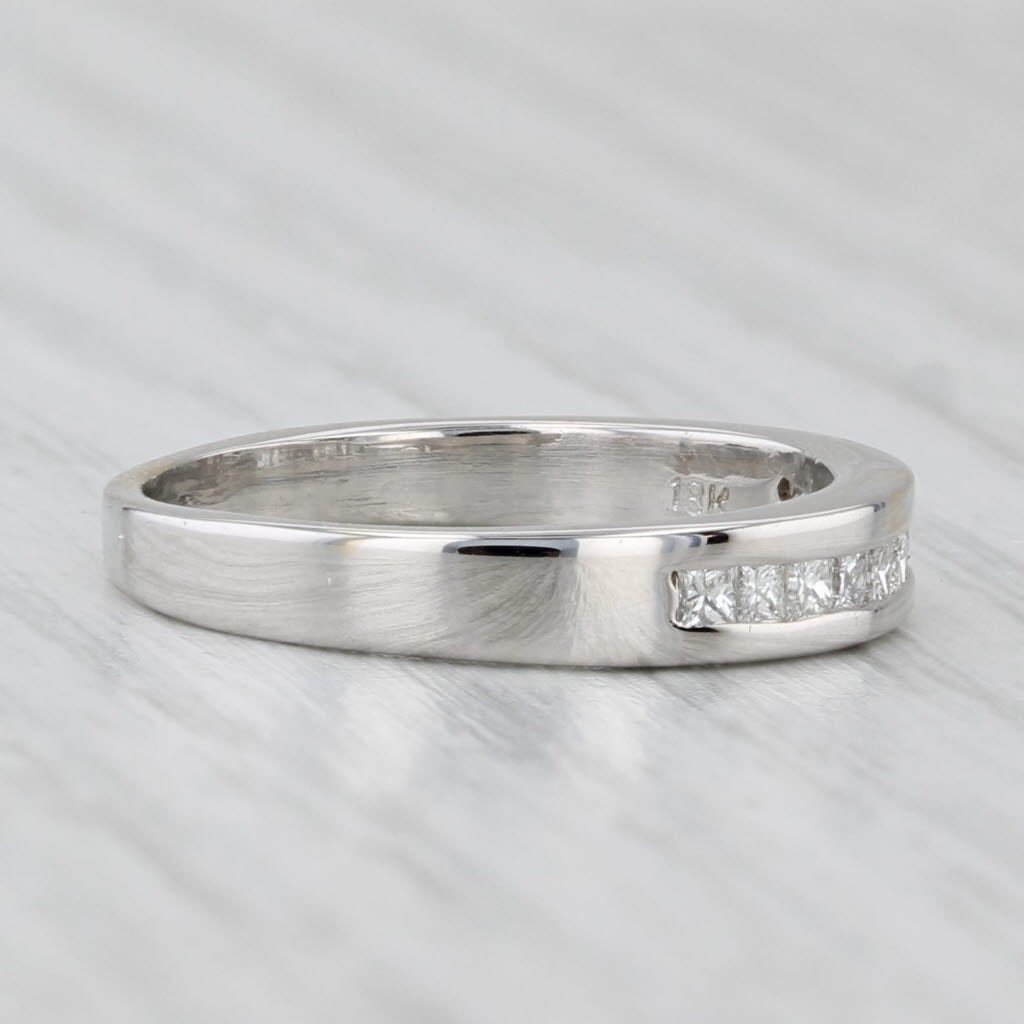 Light Gray 0.33ctw Channel Set Diamond Wedding Band 18k White Gold Sz 5.5 Anniversary Ring