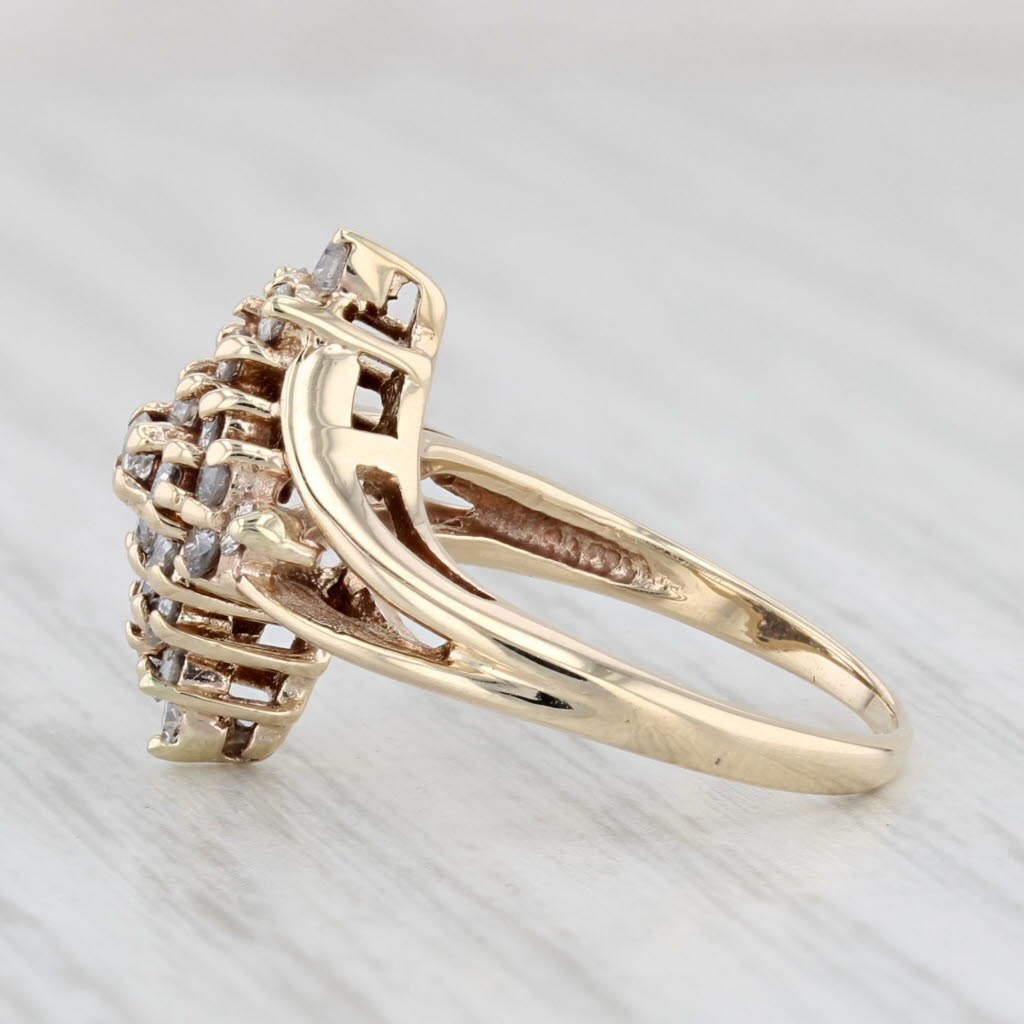 Light Gray 0.30ctw Diamond Cluster Bypass Ring 10k Yellow Gold Size 3.25