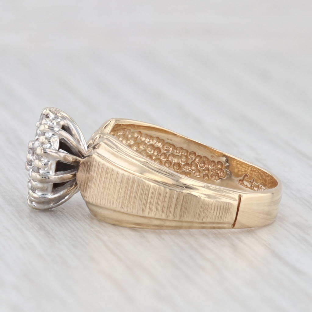 Light Gray 0.40ctw Diamond Cluster Ring 10k Yellow Gold Vintage Engagement Size 7