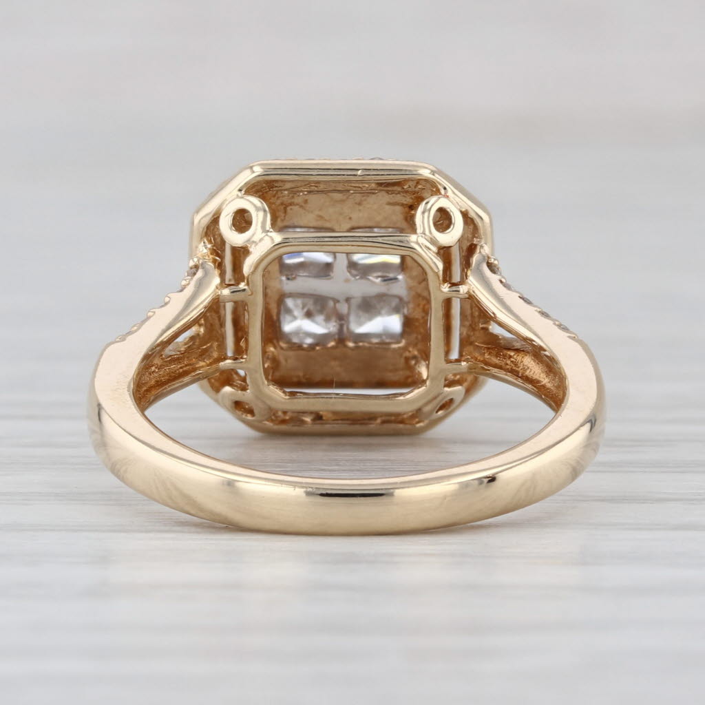 1.32ctw Princess Diamond Double Halo Engagement Ring 14k Yellow Gold Size 6.5