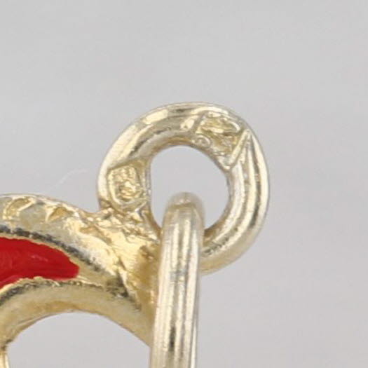 Vintage Rooster Chicken Charm 20k Yellow Gold Enamel Portugal Pendant