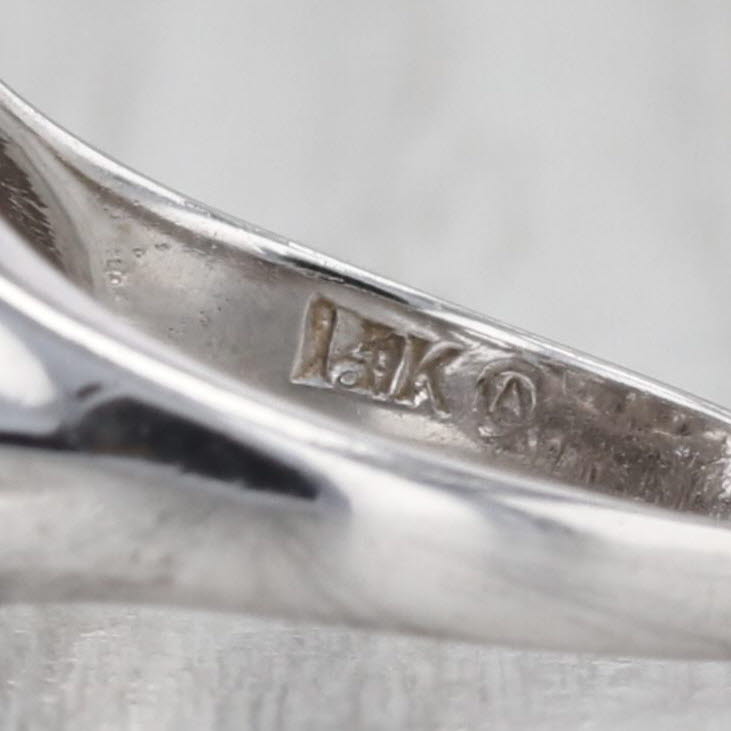 1.37ctw Vintage Diamond Bridal Ring 14k White Gold 3-Stone Engagement Size 7.5