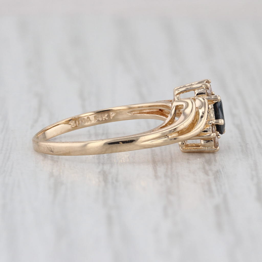 0.27ctw Oval Blue Sapphire Diamond Ring 14k Yellow Gold Size 6.5