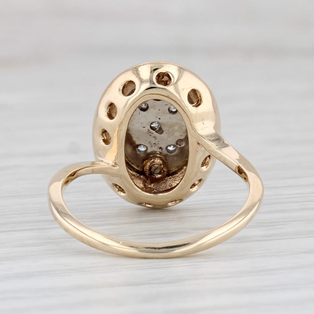 Light Gray Diamond Cluster Ring 10k Yellow Gold Size 7