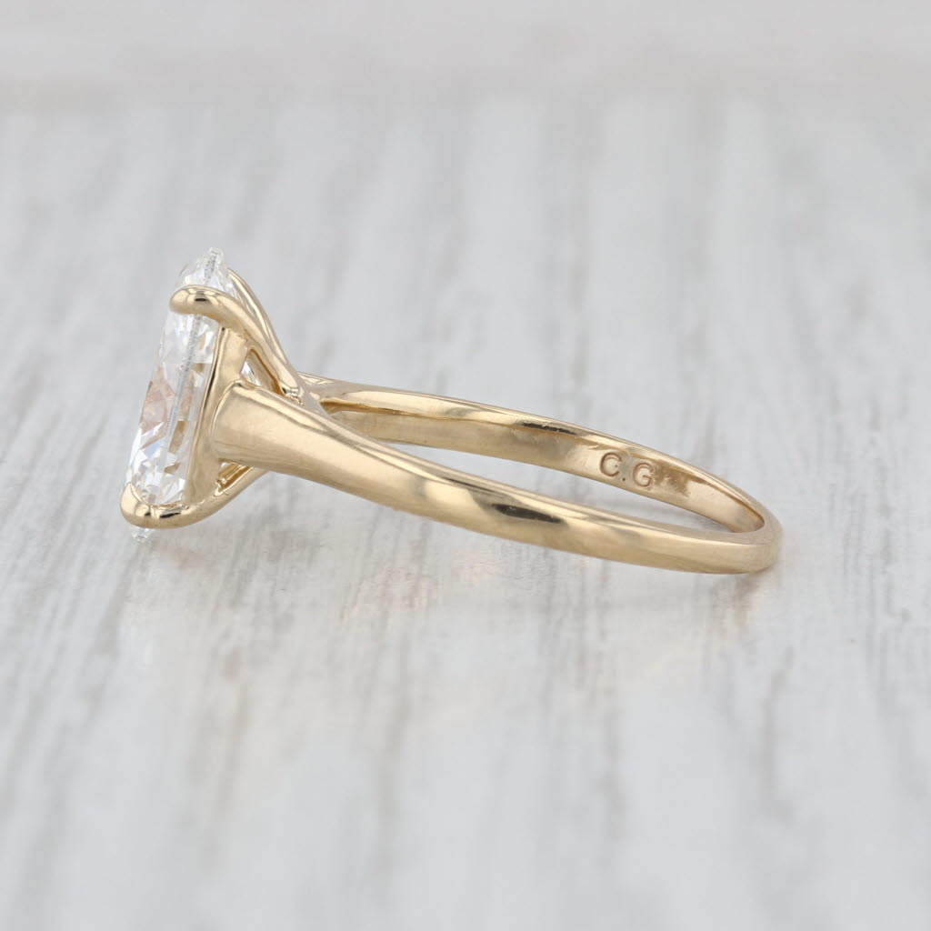 IGI 3.51ct F VS1 Oval Lab Grown Diamond Engagement Ring 14k Yellow Gold Size 7.5