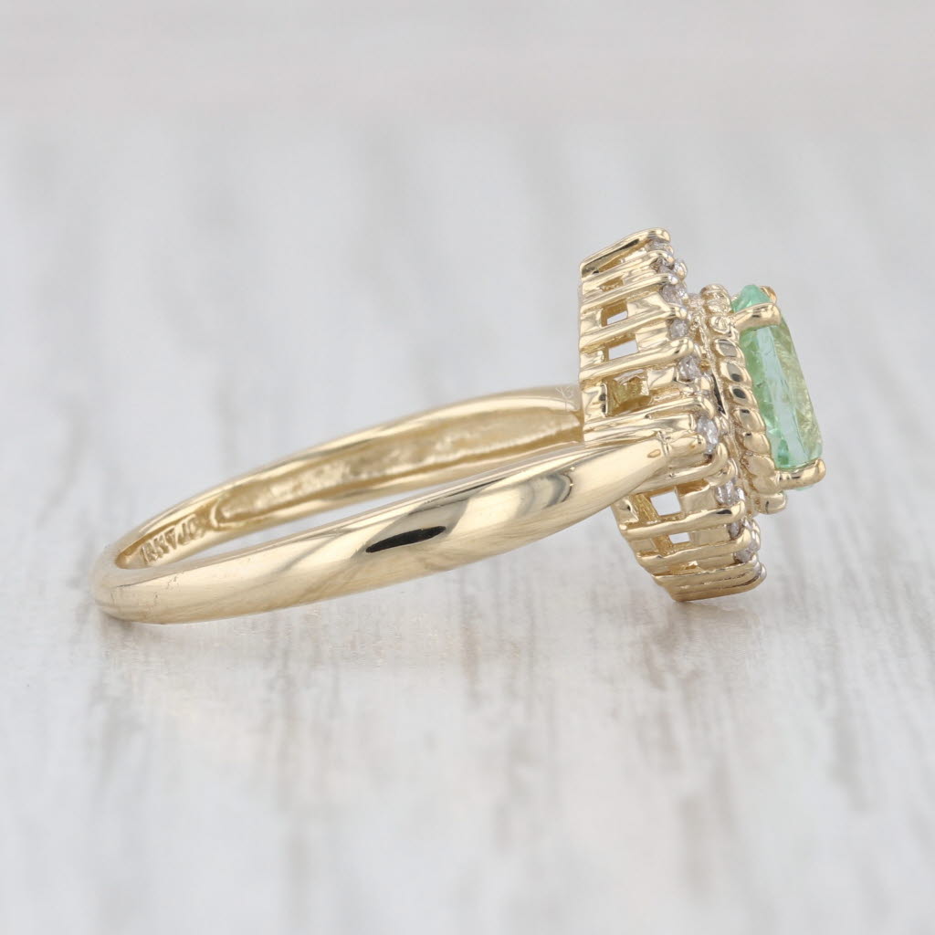 1.02ctw Green Tourmaline Diamond Halo Ring 14k Yellow Gold Size 7 Engagement