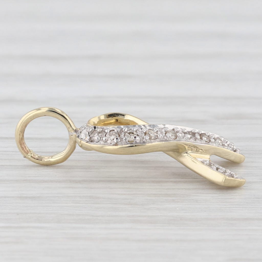 Light Gray 0.15ctw Diamond Support Ribbon Pendant 14k Yellow Gold Charm