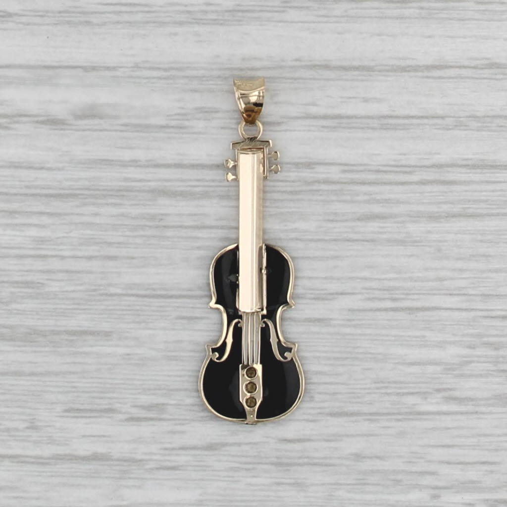Vintage Upright Base Pendant 14k Yellow Gold Cubic Zirconia Glass Resin As Is