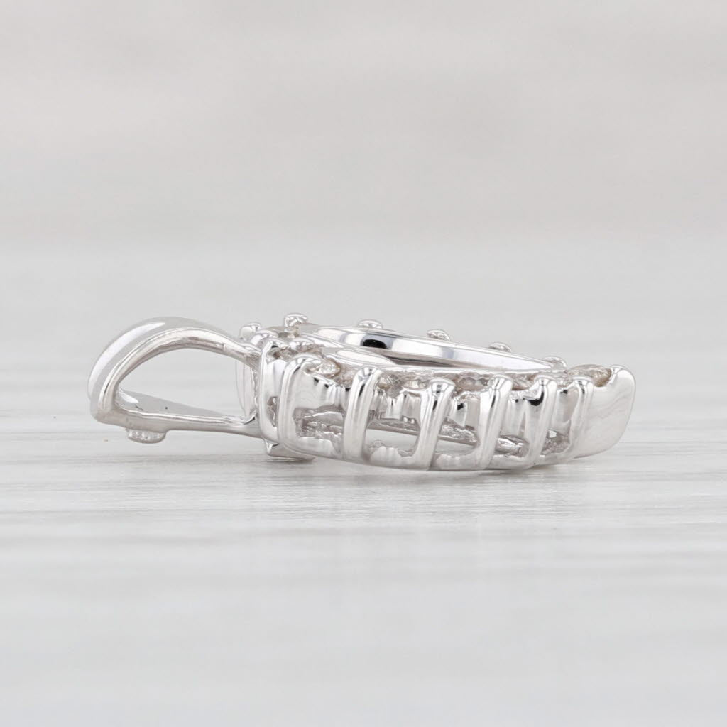 Light Gray 0.23ctw Diamond Open Heart Pendant 14k White Gold Small Drop
