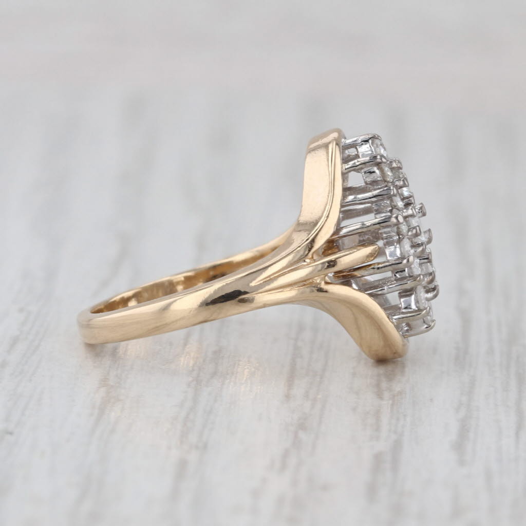0.83ctw Diamond Cluster Ring 14k Yellow Gold Size 6.75 Cocktail