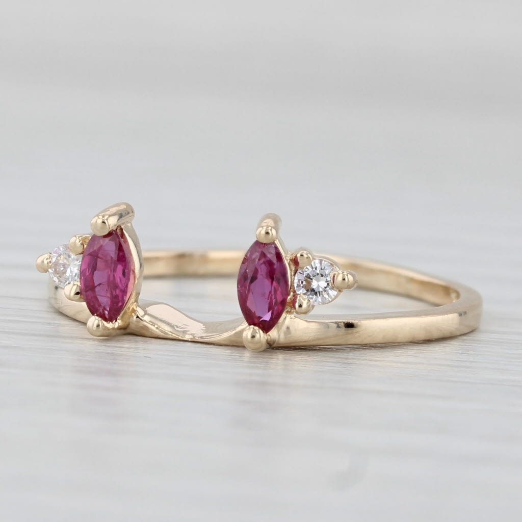 Light Gray 0.45ctw Ruby Diamond Ring Enhancer Guard 14k Yellow Gold Size 9.5 Wedding Band