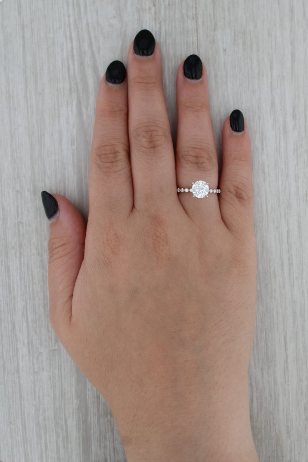 Lab Created Diamond Engagement Ring 14k White Gold Size 7.5 IGI