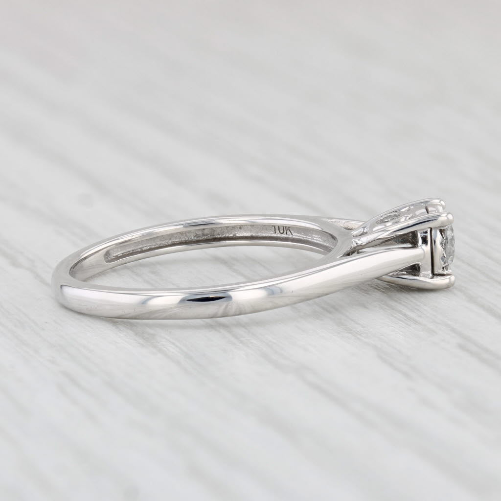 Light Gray 0.16ctw Round Diamond Solitaire Engagement Ring 10k White Gold Size 7
