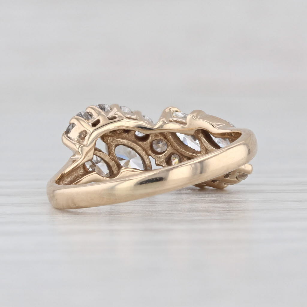 Vintage 0.91ctw Diamond Bypass Ring 14k Yellow Gold Size 6