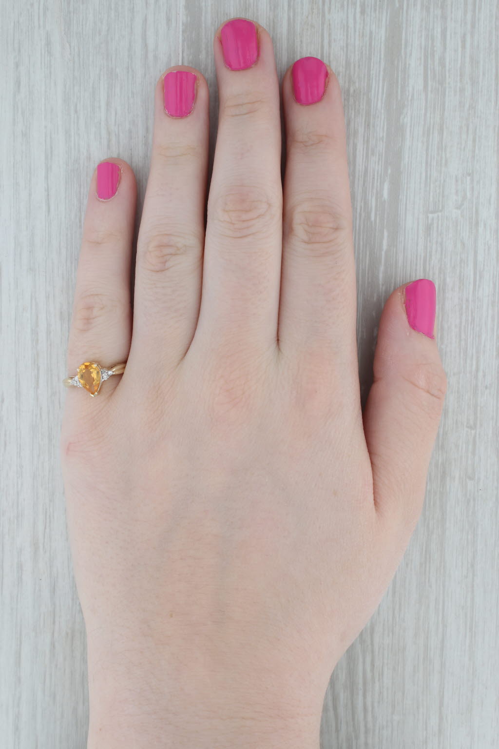 Gray 1.08ctw Orange Pear Citrine Diamond Ring 10k Yellow Gold Size 7 Teardrop