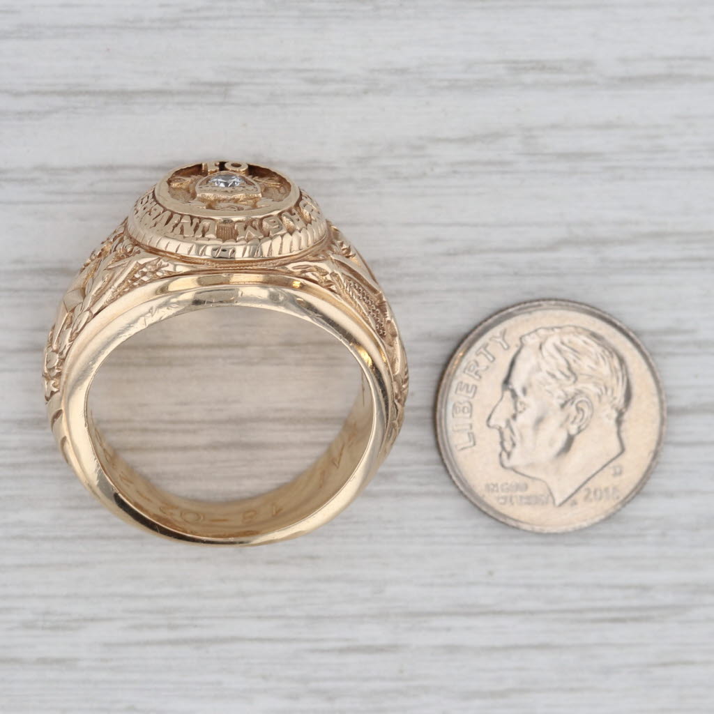 Gray Diamond A & M College of Texas Class Ring 10k Yellow Gold Sz 10 Engraved Signet
