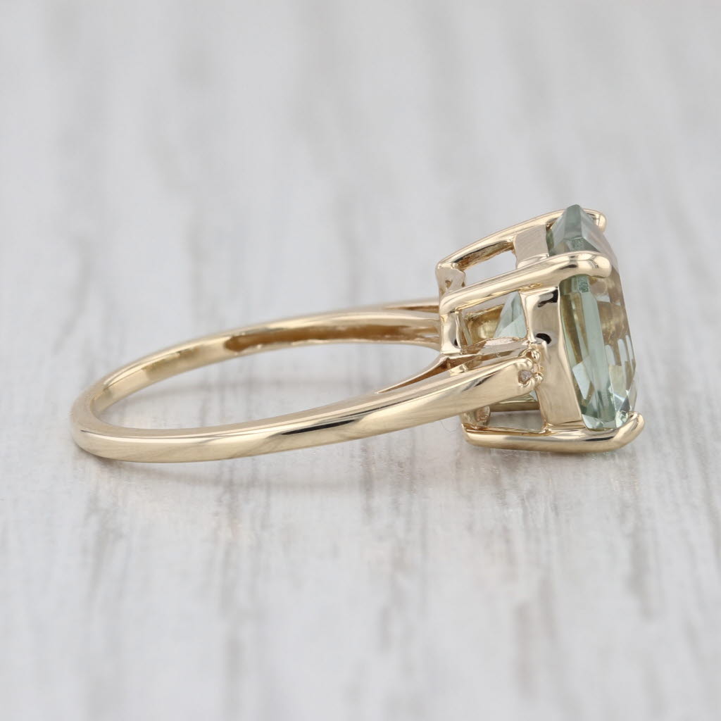 1.40ct Prasiolite Green Amethyst Solitaire Ring 10k Yellow Gold Size 6.25