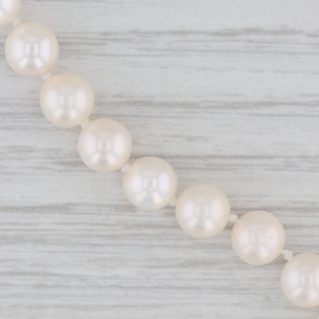 Gray Cultured Pearl Bead Strand Necklace 14k Yellow Gold Clasp 18.5"