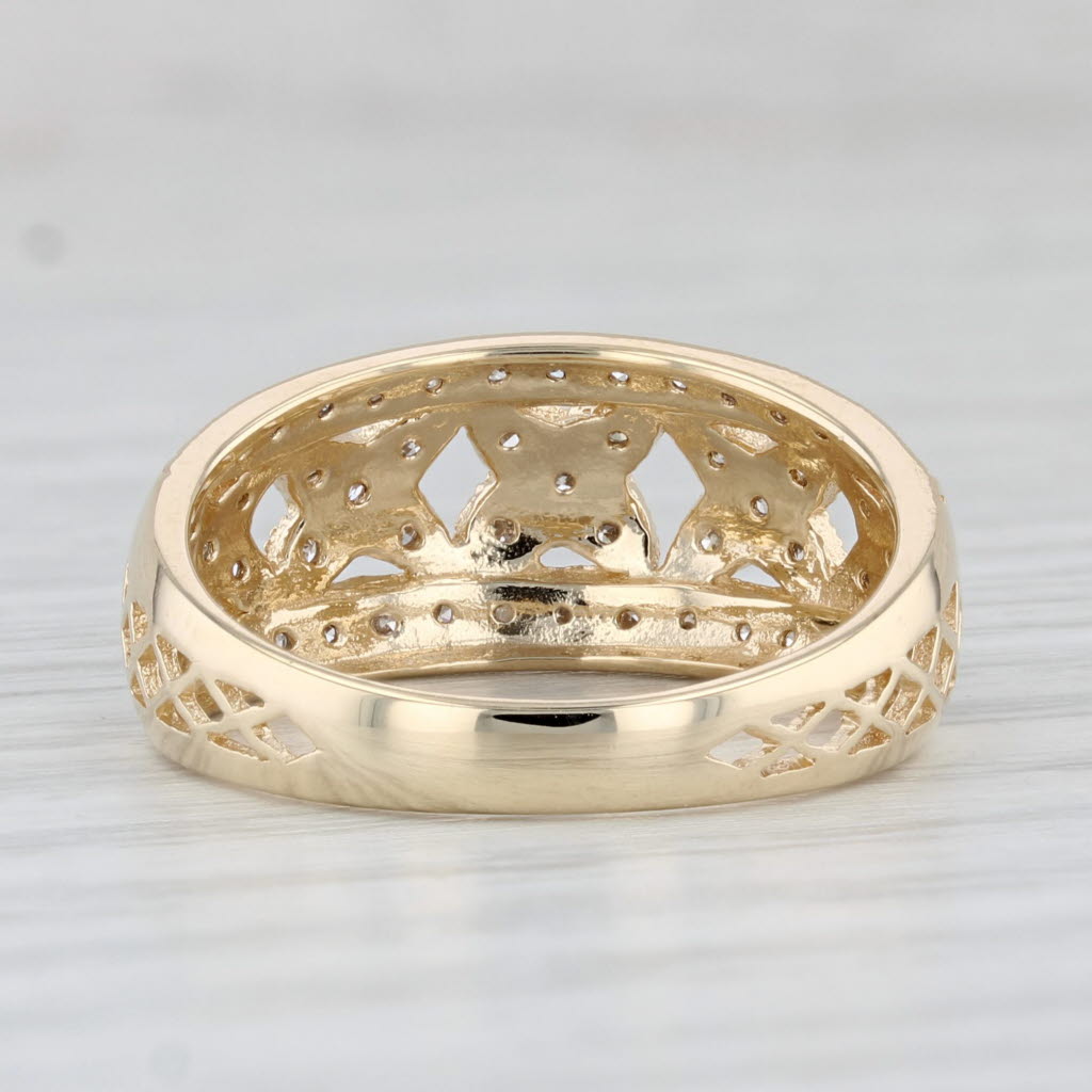 Light Gray 0.12ctw Diamond Crosshatch Ring 14k Yellow Gold Size 7.25