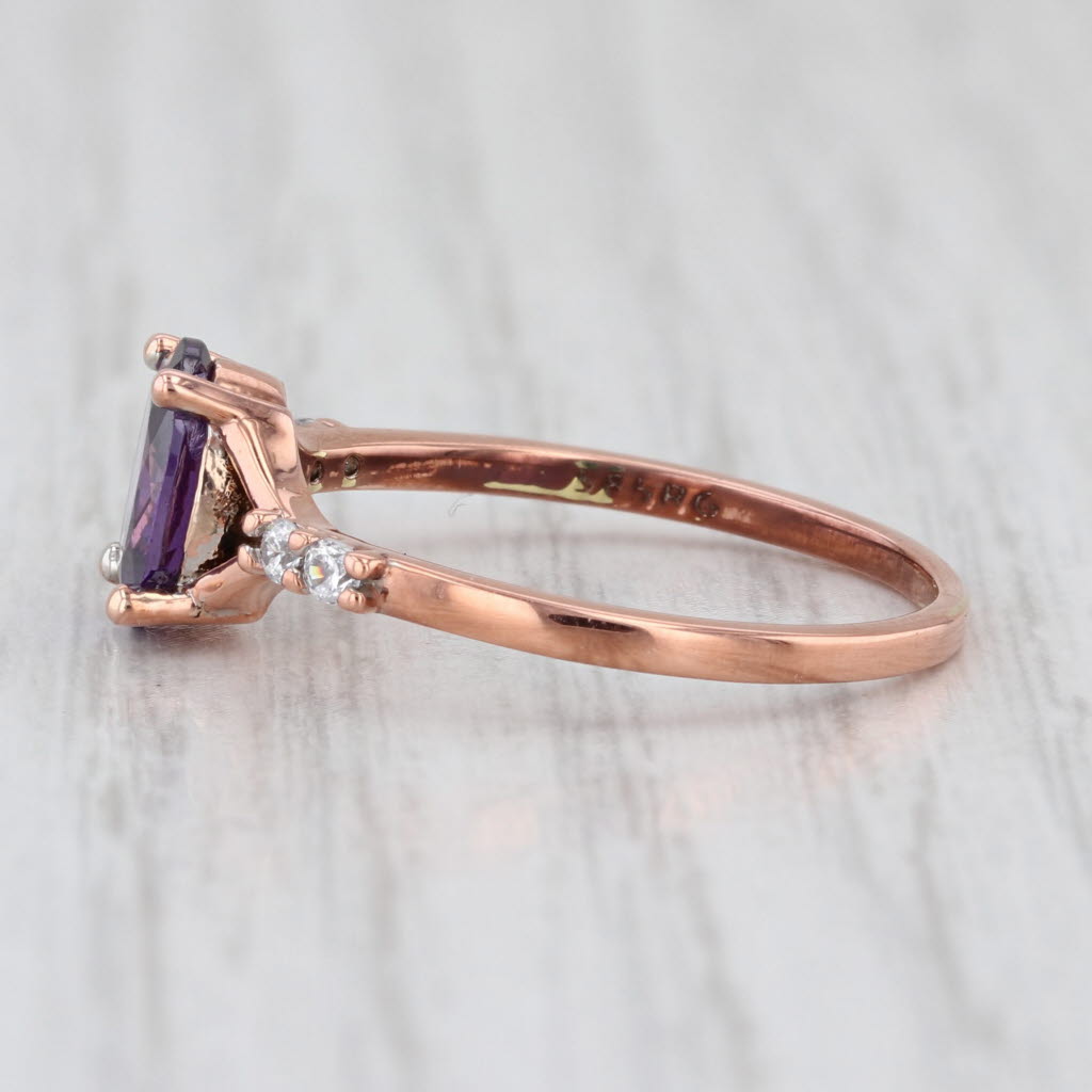 1.96ctw Purple White Cubic Zirconia Ring 14k Rose Gold Size 8