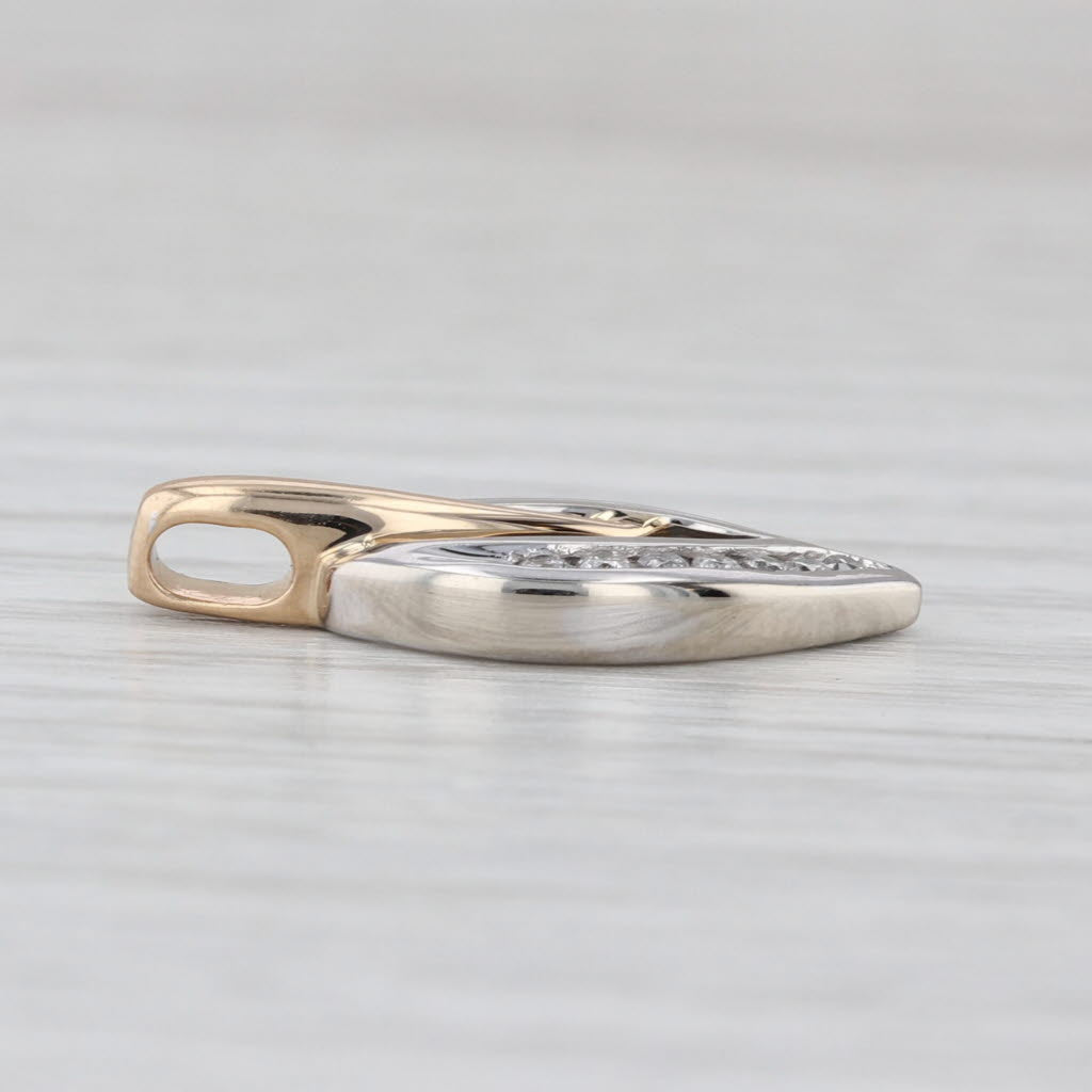0.14ctw Diamond Leaf Pendant 14k White Yellow Gold Drop