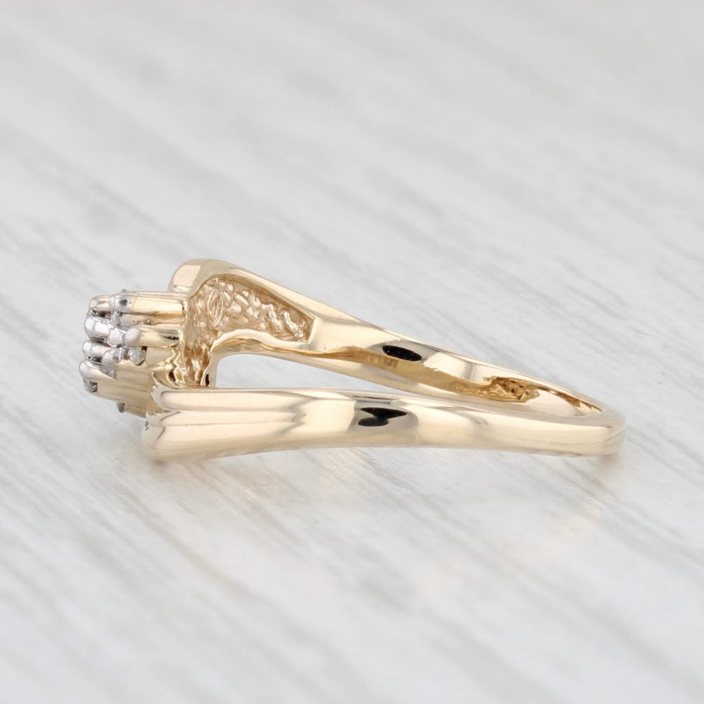 Light Gray 0.15ctw Diamond Cluster Bypass Ring 10k Yellow Gold Size 6.25