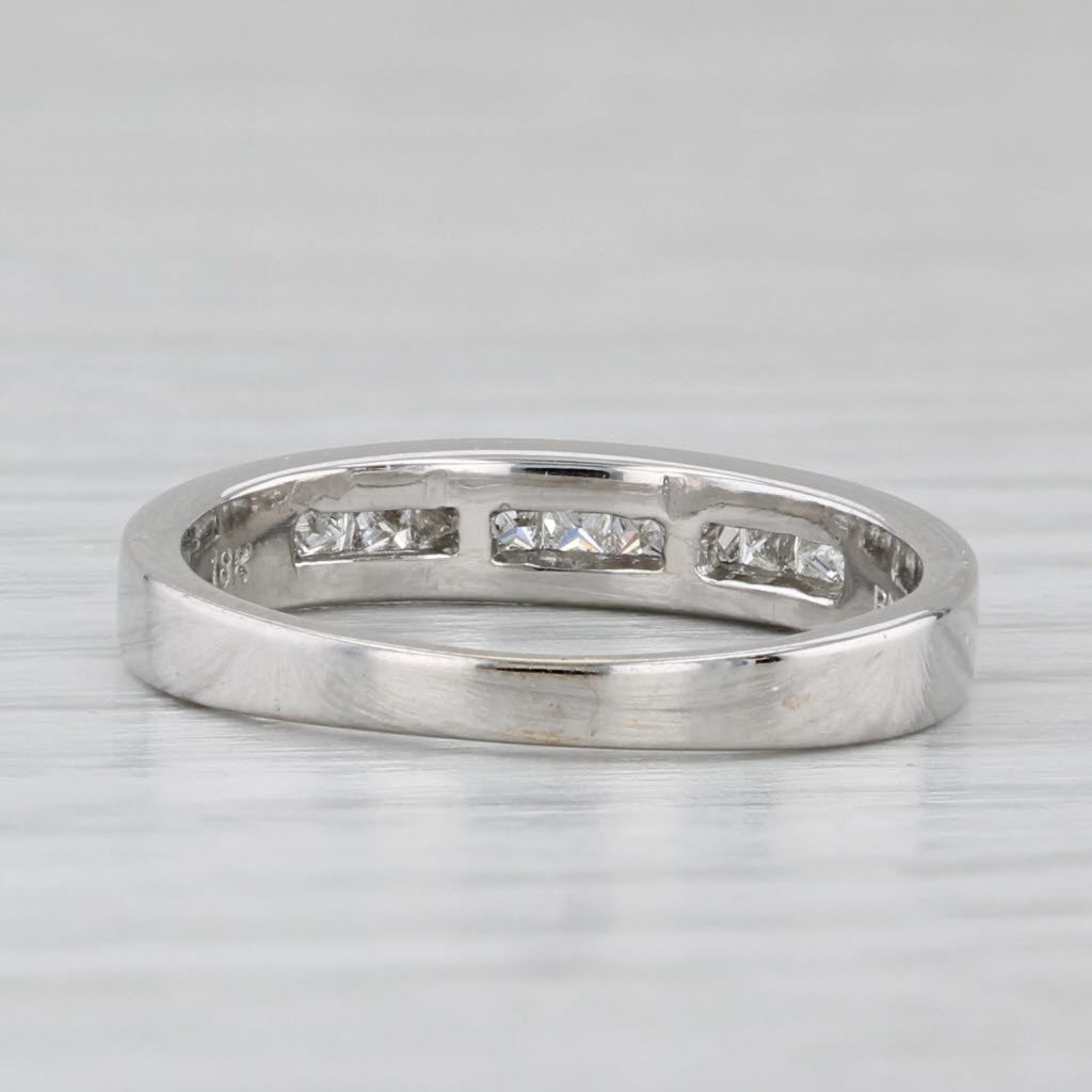 Light Gray 0.33ctw Channel Set Diamond Wedding Band 18k White Gold Sz 5.5 Anniversary Ring