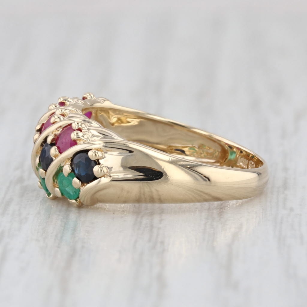 1.12ctw Ruby Sapphire Emerald Ring 14k Yellow Gold Size 7