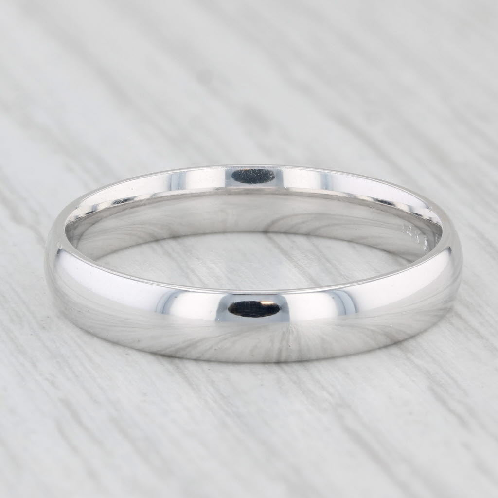 Light Gray Classic Men's Wedding Band 14k White Gold Size 10.5 Ring
