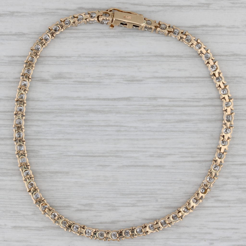 Gray 0.75ctw Diamond Tennis Bracelet 14k Yellow Gold 7.25" 3.1mm