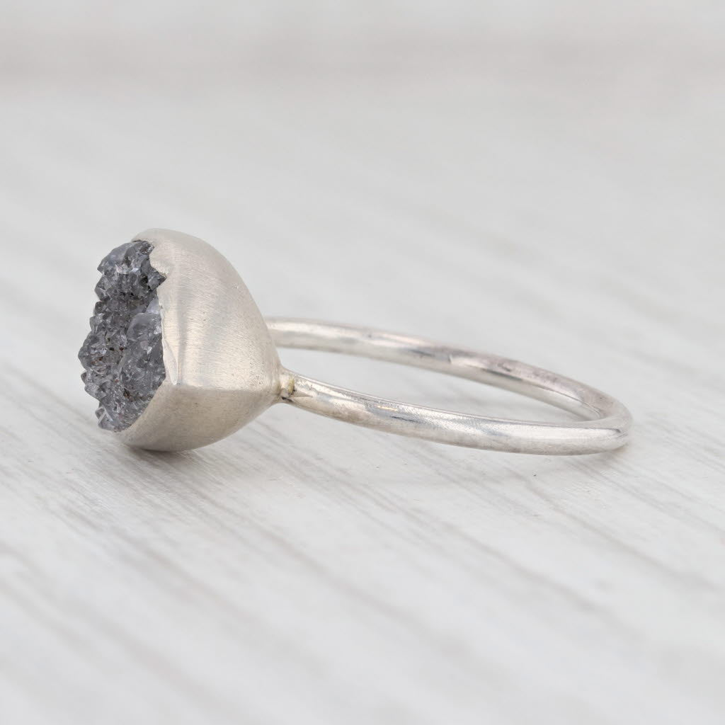 New Nina Wynn Ring Druzy Amethyst Size 7.25 Sterling Silver Statement