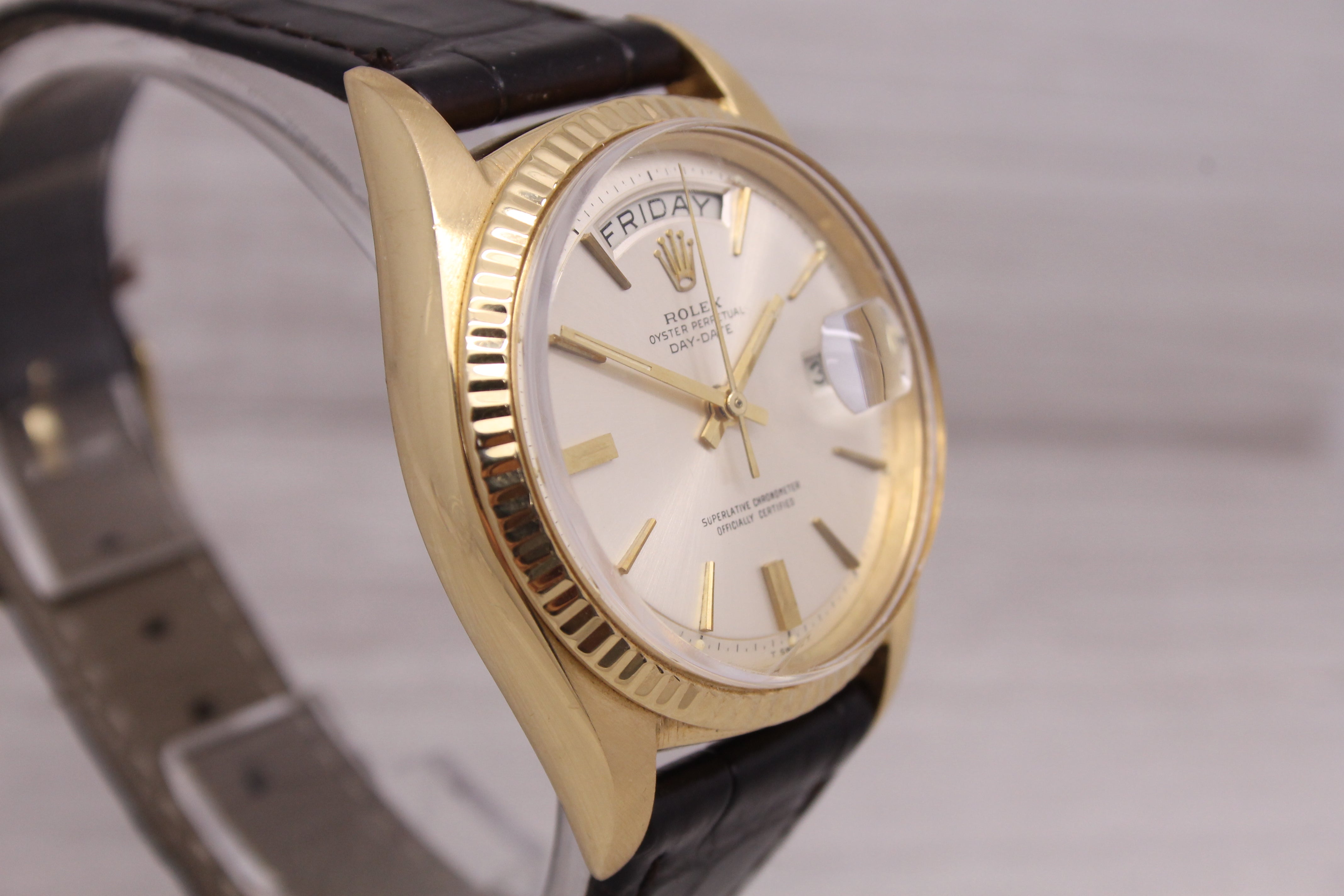 Dark Gray Vintage 1967 Rolex Day Date 1803 Mens 18k Yellow Gold Automatic Watch President