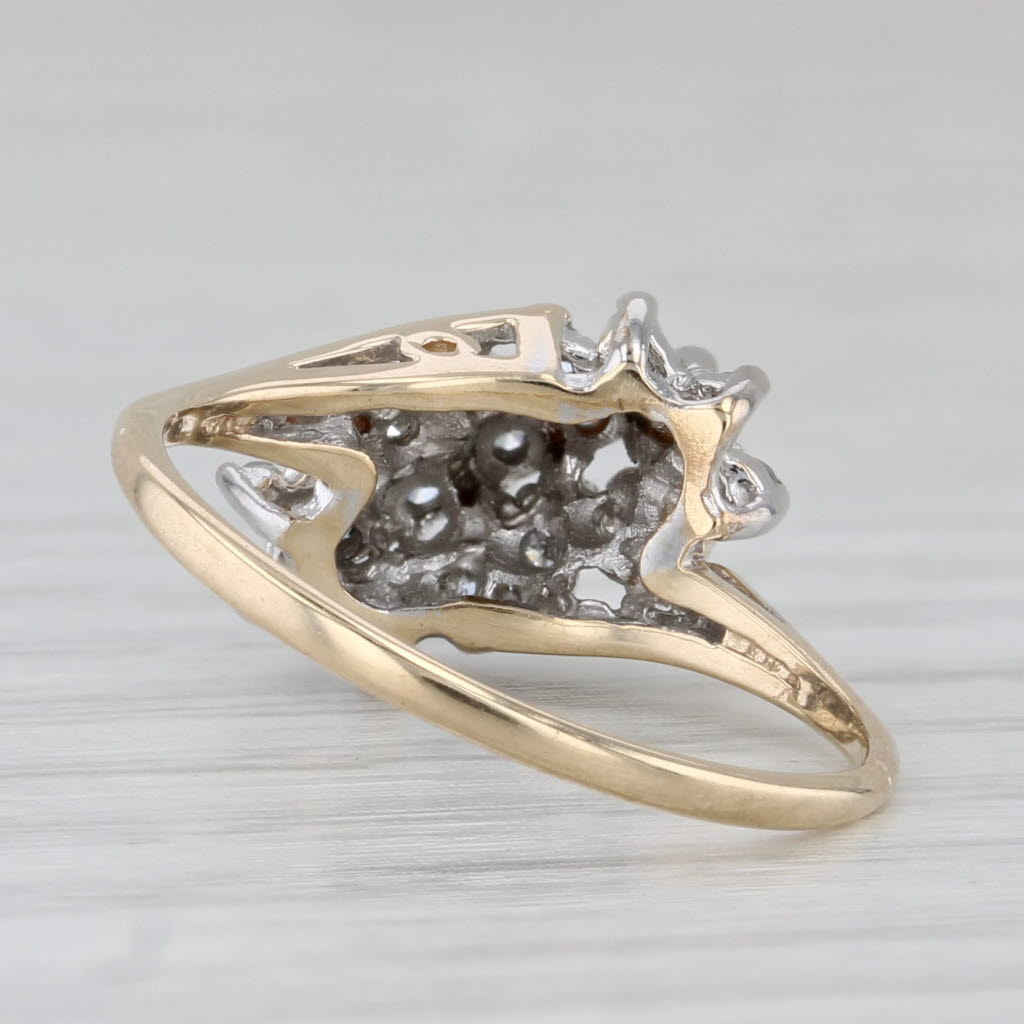Gray 0.12ctw Diamond Cluster Bypass Ring 10k Yellow Gold Size 6